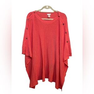 J Jill | Coverup/Poncho - one size cotton/nylon blend is stretchy - coral pink.